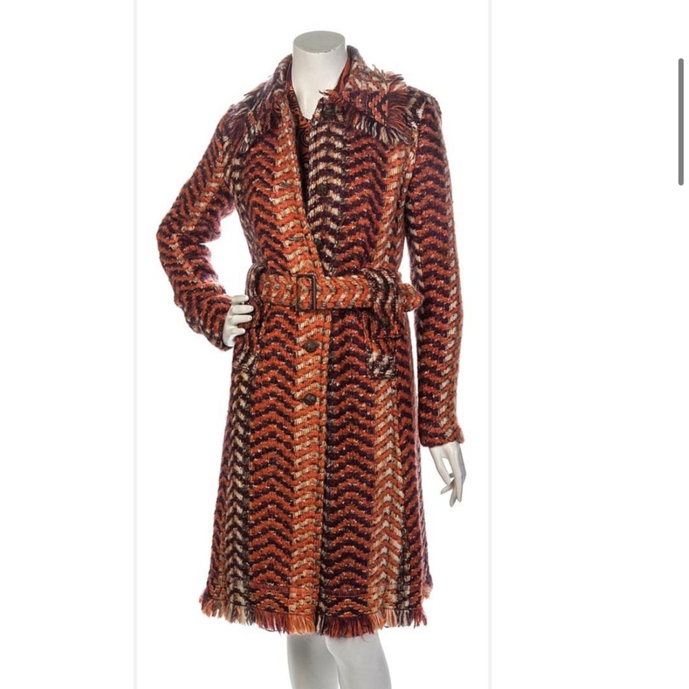 Anna Sui Fall 2006 Burnt Orange Woven Wool Coat RARE size 8